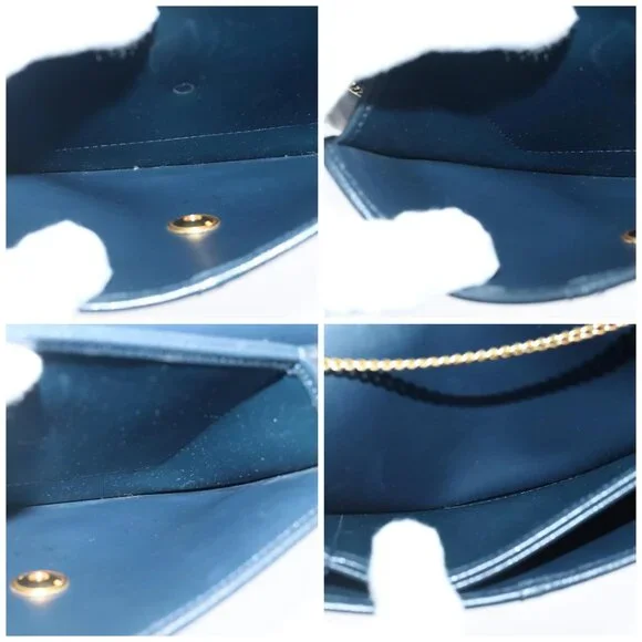 Christian Dior Chain Shoulder Bag Leather Navy Gold Auth yk16101 - Picture 16 of 16